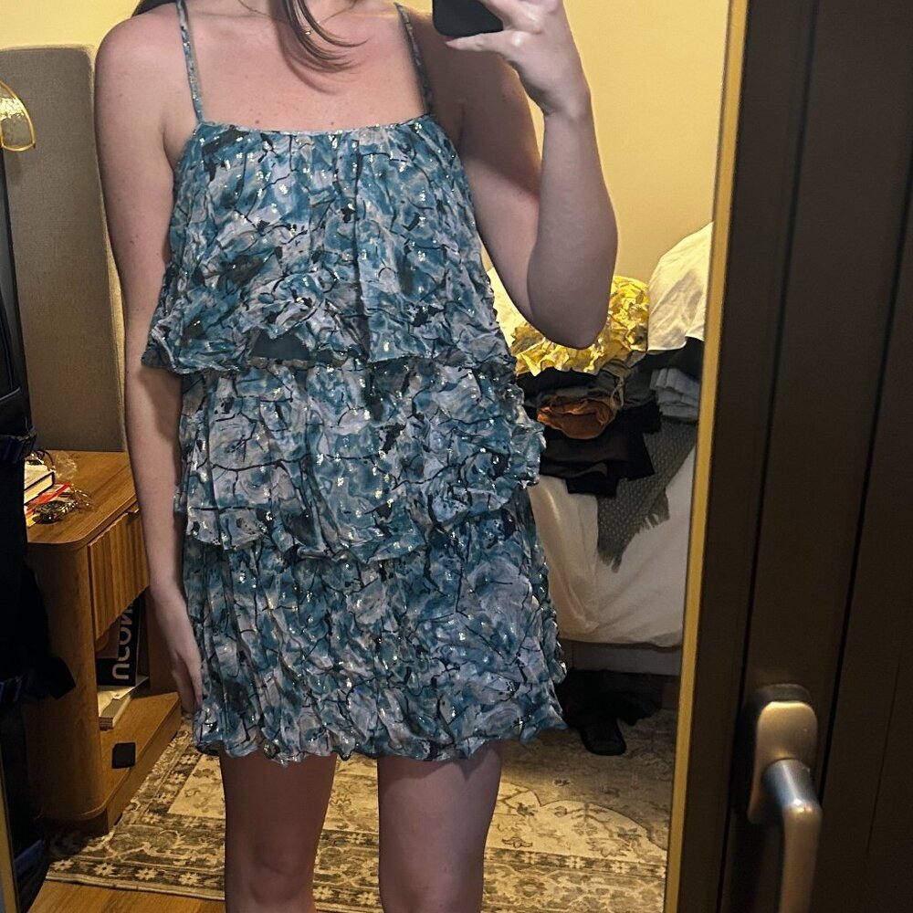 Zara Blue Ruffle Dress - Picture 4 of 4
